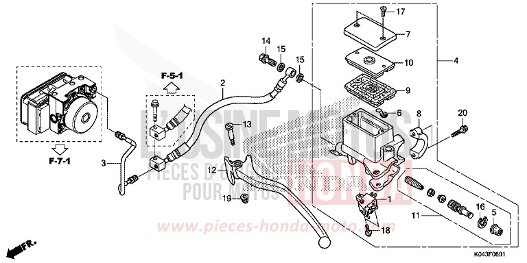 REAR BRAKE MASTER CYLINDER (NSS300A) de Forza 300 PEARL HIMALAYAS WHITE (NHA87) 2013